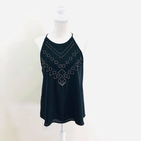 Banana Republic Tops - Banana Republic Woman Sz L Top Halter Black Tribal